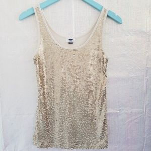 Old Navy Gold Sequin Front Tank Top